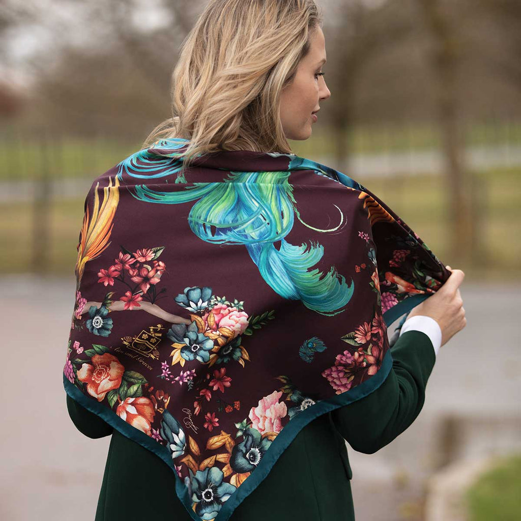 Clare Haggas Classic Airs and Graces Silk Scarf - Damson
