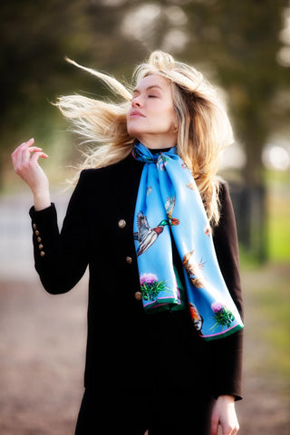 Walk On The Wild Side Cobalt Classic Silk Scarf