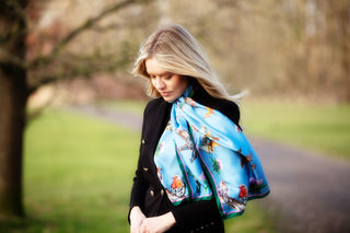 Walk On The Wild Side Cobalt Classic Silk Scarf