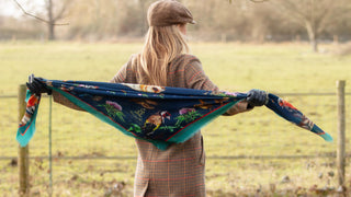 Walk On The Wildside Navy Wool Silk Shawl