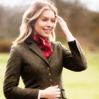 Caledonia Holly Berry Red Pure Silk Ladies Cravat