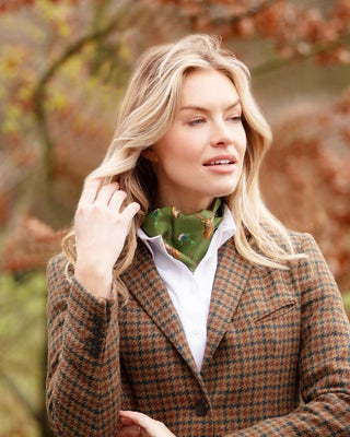 Caledonia Moss Green Pure Silk Ladies Cravat