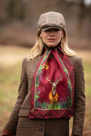 Caledonia Holly Berry Red Classic Pure Silk Scarf