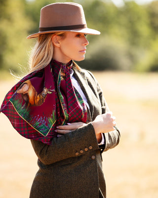 Caledonia Holly Berry Red Classic Pure Silk Scarf