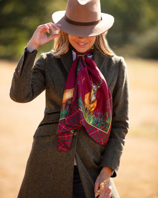 Caledonia Holly Berry Red Classic Pure Silk Scarf