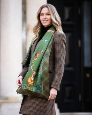 Caledonia Moss Green Classic Pure Silk Scarf