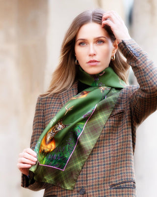 Caledonia Moss Green Classic Pure Silk Scarf