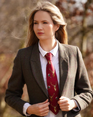 Caledonia Holly Berry Red Pure Silk Ladies Tie