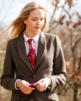 Caledonia Holly Berry Red Pure Silk Ladies Tie