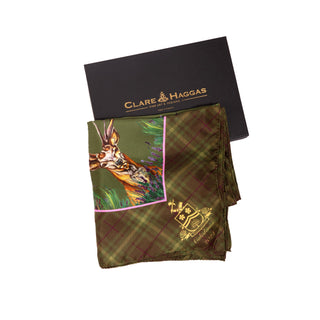 Caledonia Moss Green Large Square Pure Silk Scarf