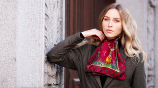 Caledonia Holly Berry Red Narrow Pure Silk Scarf