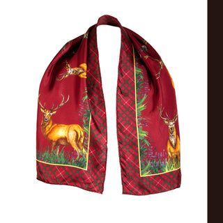 Caledonia Holly Berry Red Narrow Pure Silk Scarf