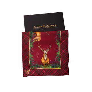 Caledonia Holly Berry Red Narrow Pure Silk Scarf