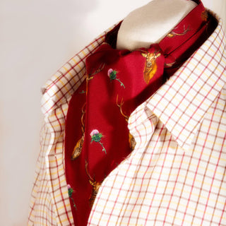 Caledonia Holly Berry Red Pure Silk Gentlemen's Cravat Box Set