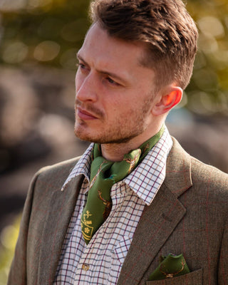 Caledonia Moss Green Pure Silk Gentlemen's Cravat