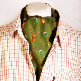 Caledonia Moss Green Pure Silk Gentlemen's Cravat Box Set