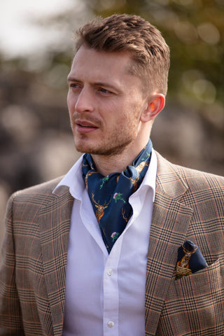 Caledonia Navy Blue Pure Silk Gentlemen's Cravat