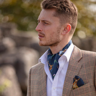 Caledonia Navy Blue Pure Silk Gentlemen's Cravat