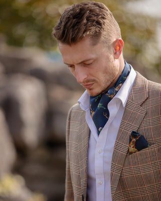 Caledonia Navy Blue Pure Silk Gentlemen's Cravat Box Set