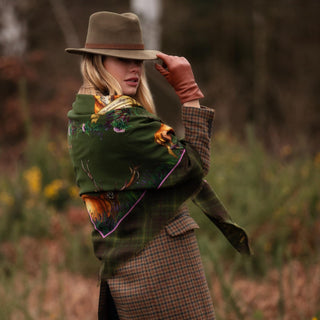 Caledonia Moss Green Wool Silk Shawl Scarf