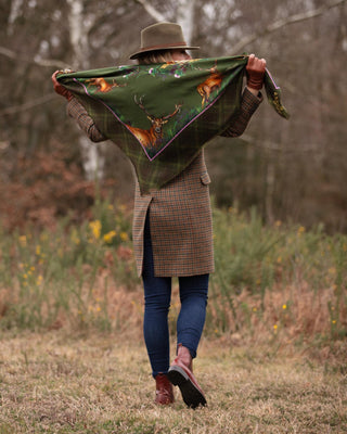 Caledonia Moss Green Wool Silk Shawl Scarf