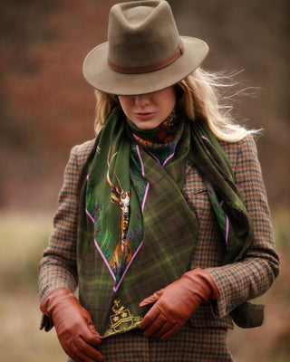 Caledonia Moss Green Wool Silk Shawl Scarf