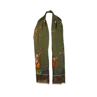 Caledonia Moss Green Wool Silk Wrap Scarf