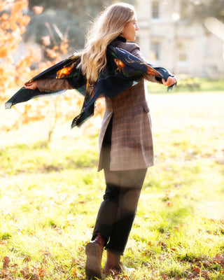 Caledonia Navy Blue Wool Silk Shawl Scarf