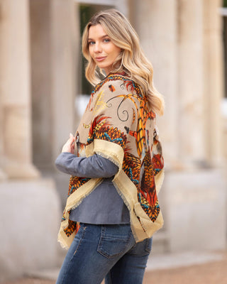 Heads or Tails Toffee Gold Wool Silk Shawl Scarf