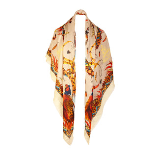 Heads or Tails Toffee Gold Wool Silk Shawl Scarf