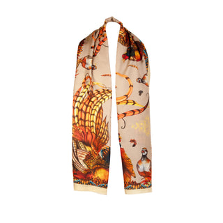 Heads or Tails Toffee Gold Wool Silk Wrap Scarf