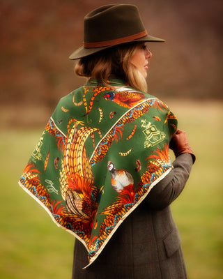 Heads or Tails Khaki Large Square Silk Scarf