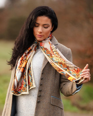 Heads or Tails Toffee Classic Silk Scarf