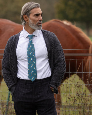 Equestrian Navy Blue Gentlemen's Pure Silk Tie