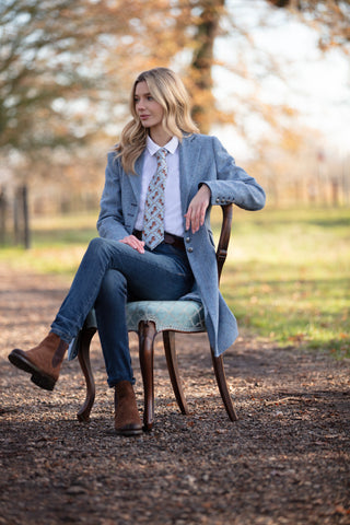 Equestrian Powder Blue Ladies Pure Silk Tie