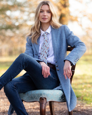 Equestrian Powder Blue Ladies Pure Silk Tie