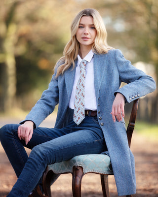 Equestrian Powder Blue Ladies Pure Silk Tie