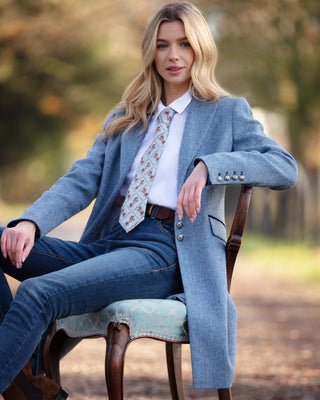 Equestrian Powder Blue Ladies Pure Silk Tie