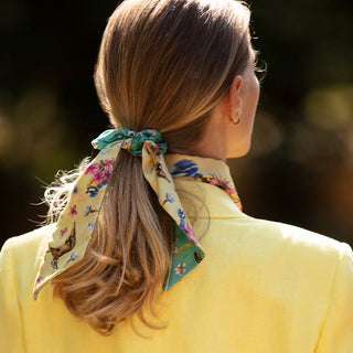 Daisy Print Silk Hair Scrunchies, Hair Accessories