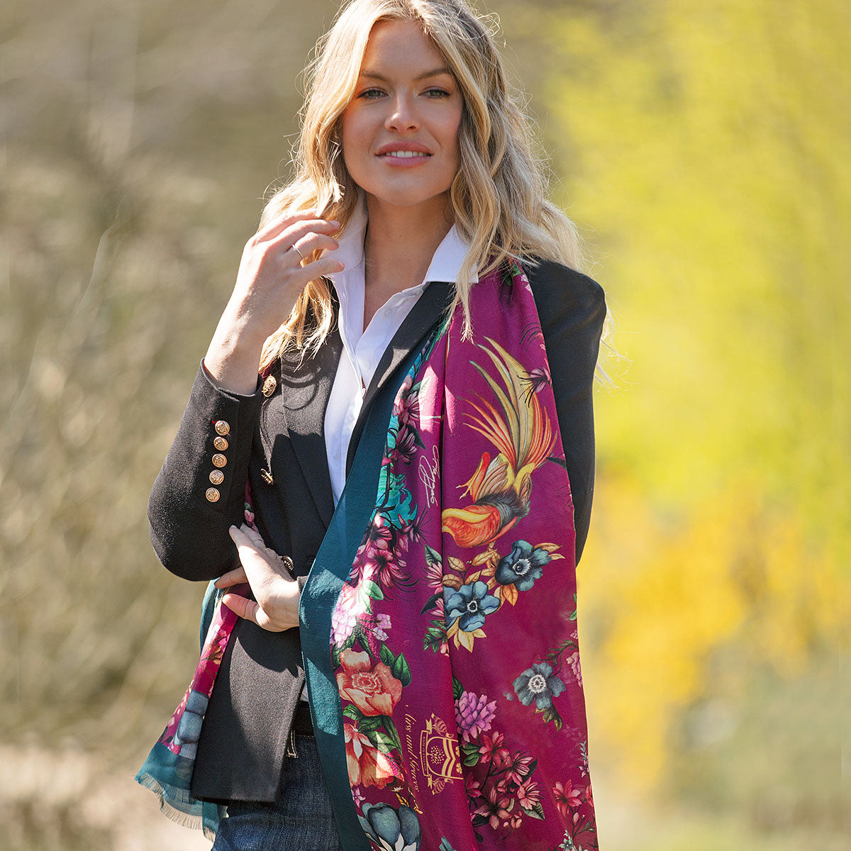 Clare Haggas Oopsie Daisy Periwinkle Wool Silk Shawl