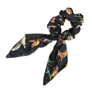 Walk On The Wild Side Navy Short Tail Silk Scrunchie